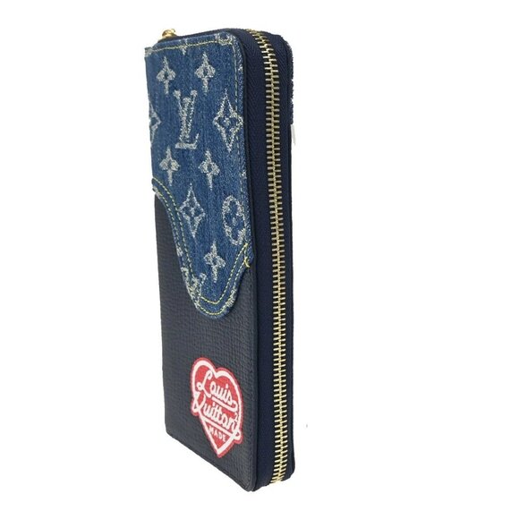 LOUIS VUITTON NIGO Zippy Wallet Vertical Monogram Denim Blue - Picture 3 of 11